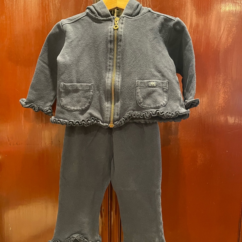 Blue Ruffled Toddler Hoodie and Joggers Set